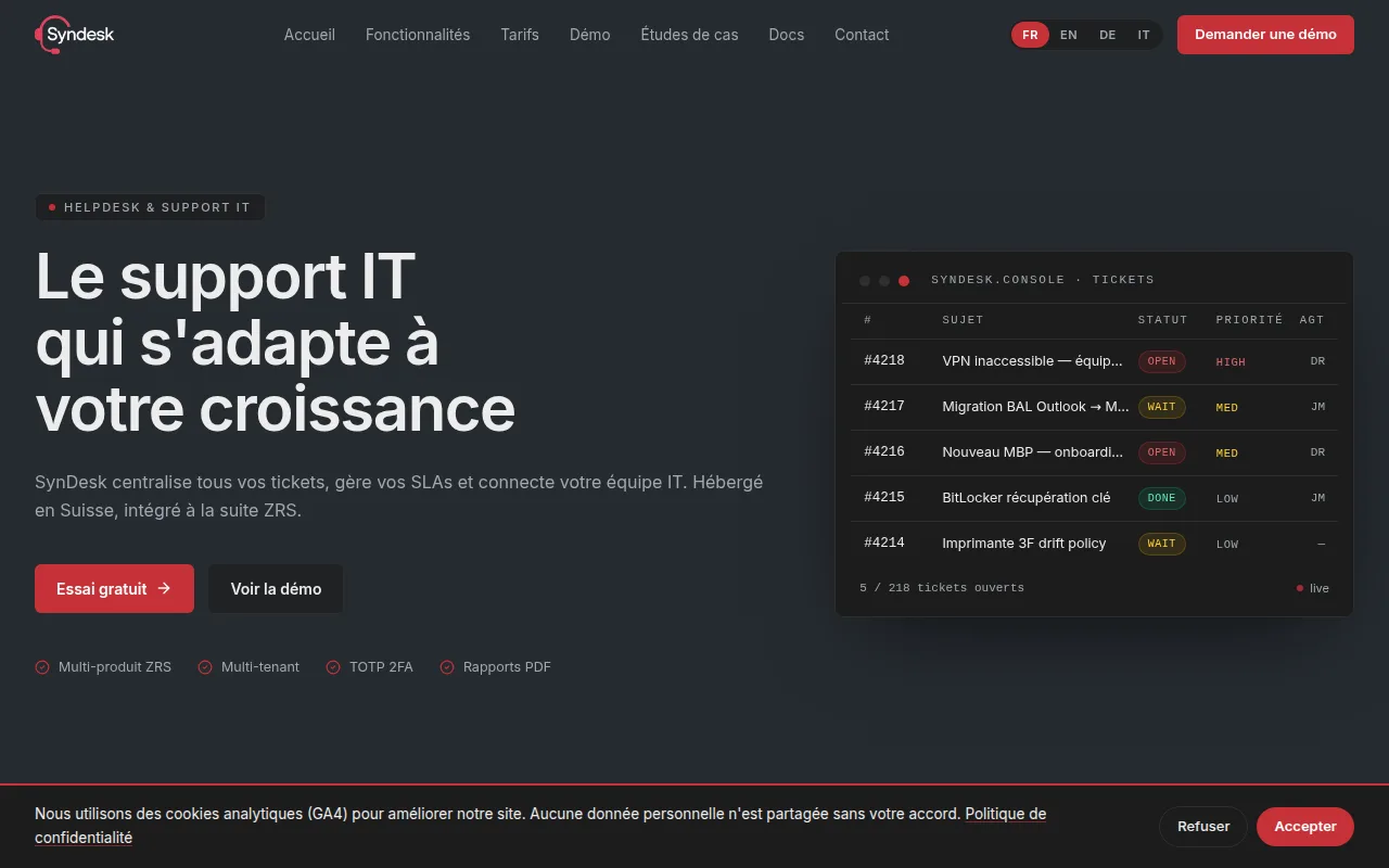 Aperçu du site Client confidentiel
